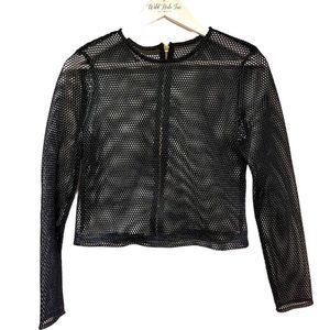 Black Mesh Zipper Top Medium